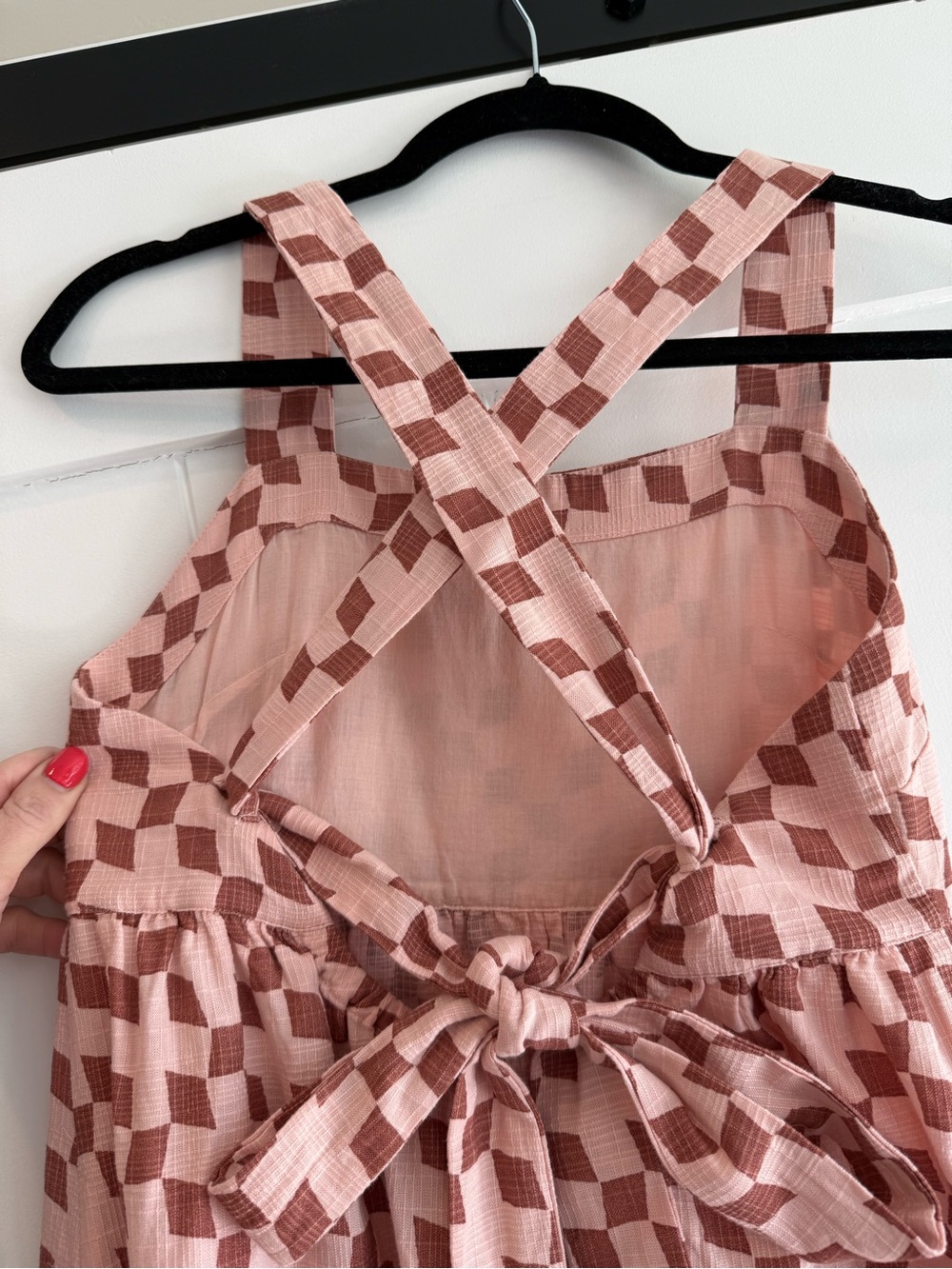 Madewell Pink and Brown Checked Tiered Dress - Picture 4 of 5